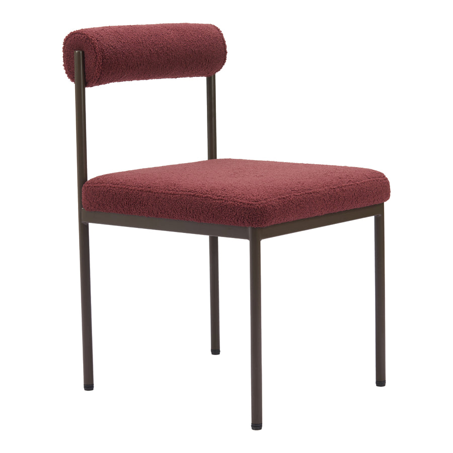 Livorno Dining Chair Red Plush Teddy Fabric Bronze Frame Modern Comfortable Seat Image 1