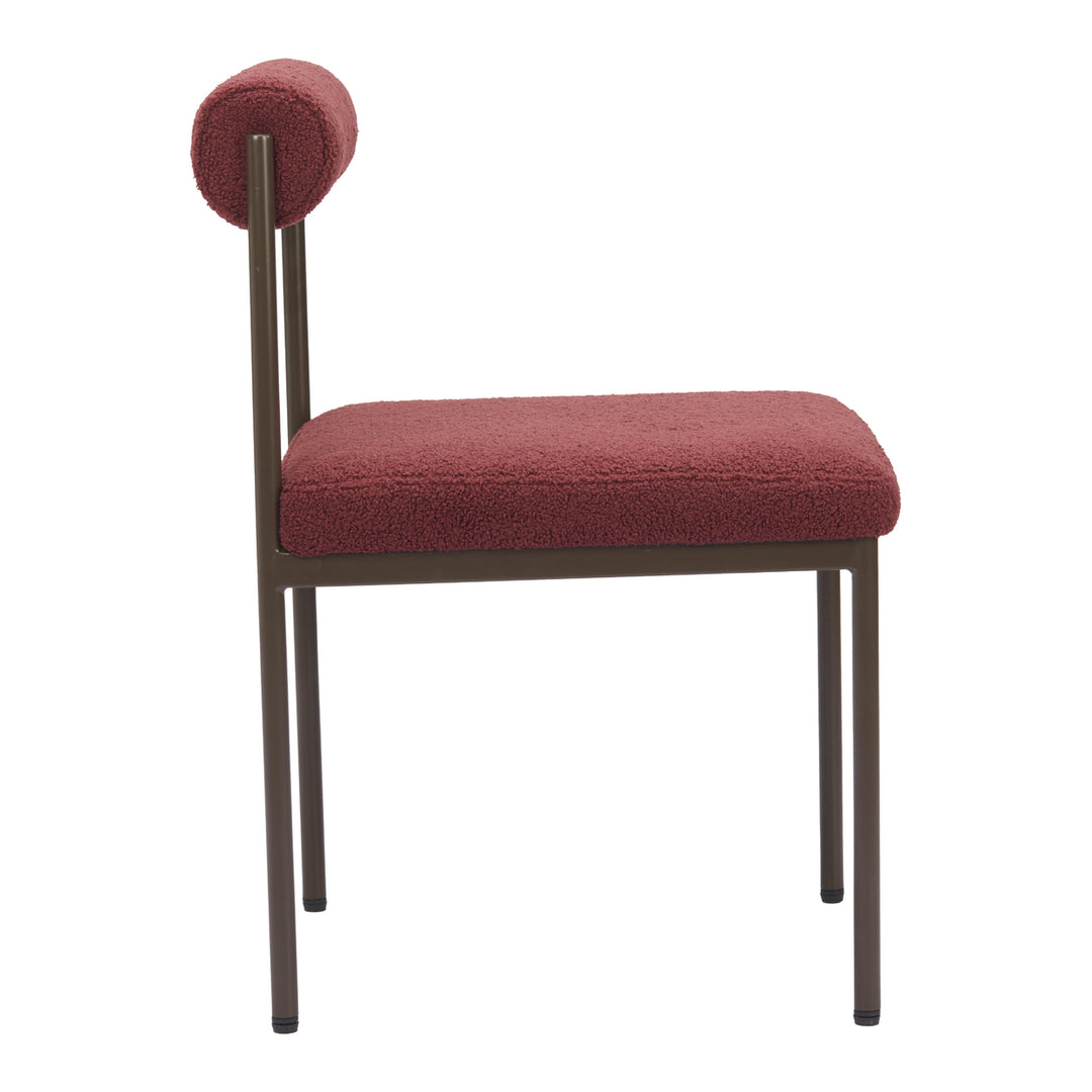 Livorno Dining Chair Red Plush Teddy Fabric Bronze Frame Modern Comfortable Seat Image 2