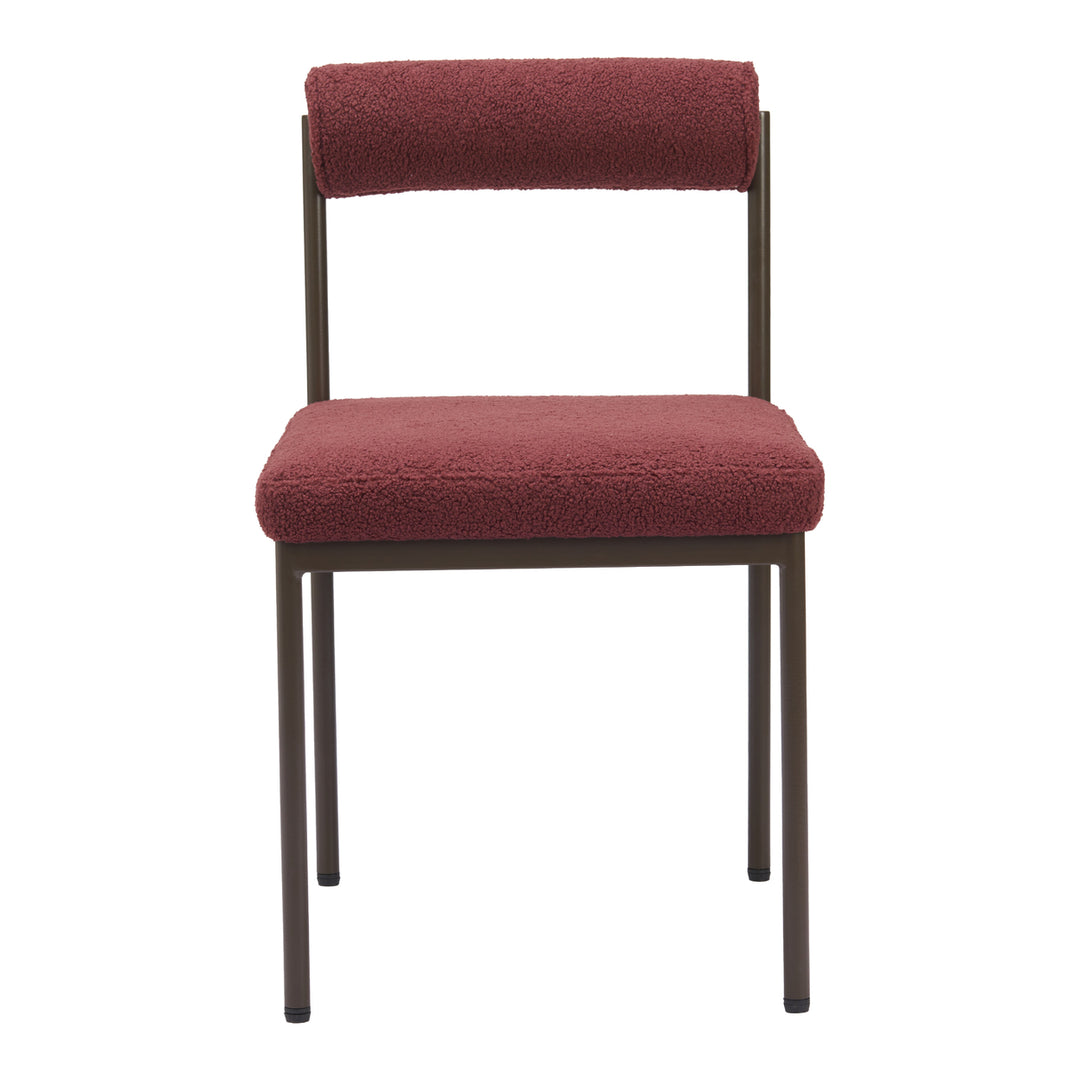 Livorno Dining Chair Red Plush Teddy Fabric Bronze Frame Modern Comfortable Seat Image 3