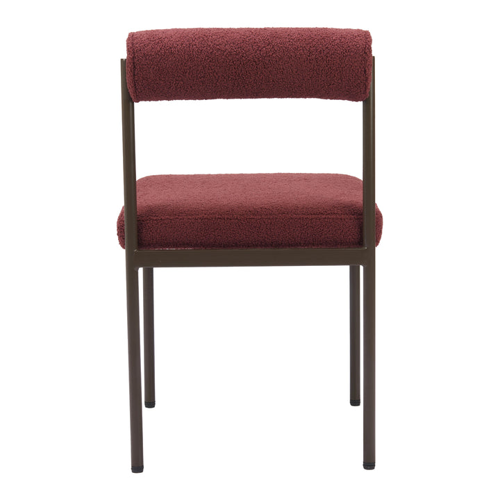 Livorno Dining Chair Red Plush Teddy Fabric Bronze Frame Modern Comfortable Seat Image 4