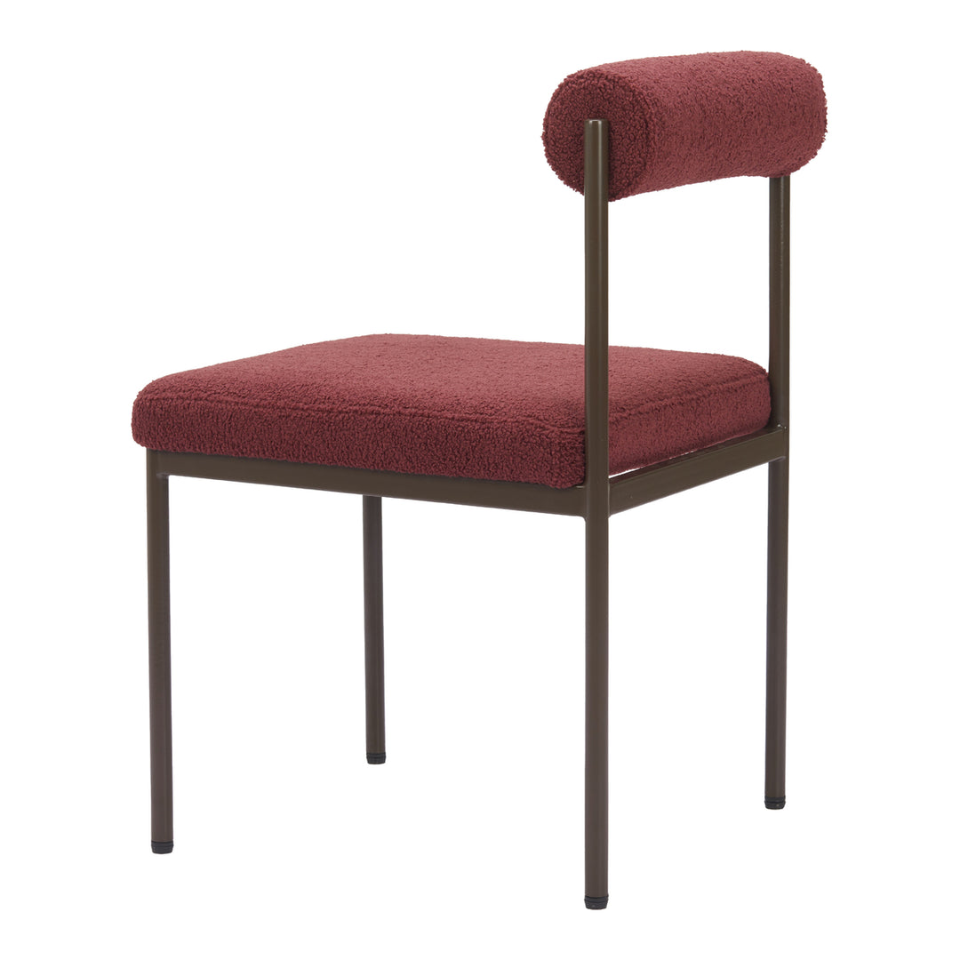 Livorno Dining Chair Red Plush Teddy Fabric Bronze Frame Modern Comfortable Seat Image 5