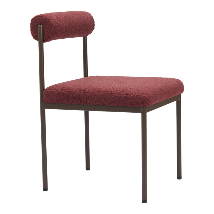 Livorno Dining Chair Red Plush Teddy Fabric Bronze Frame Modern Comfortable Seat Image 6