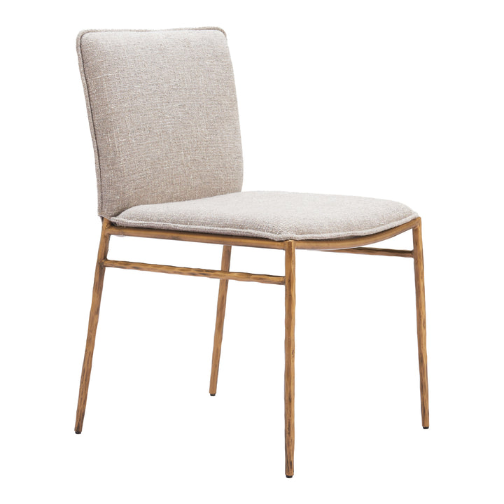 Nordvest Dining Chair Beige Gold fine Fabric Steel Frame Modern Design Image 1