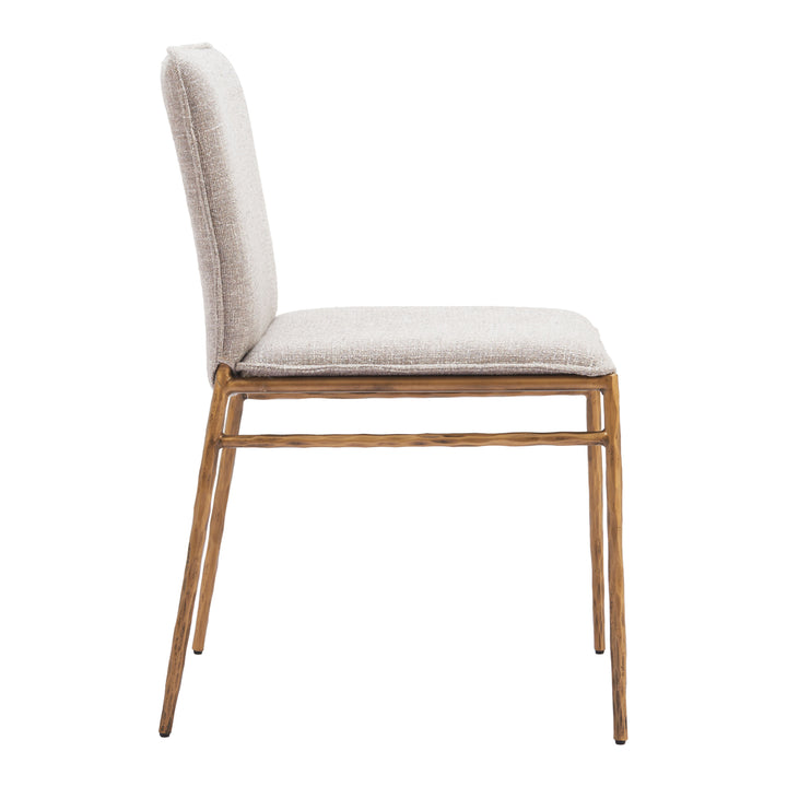 Nordvest Dining Chair Beige Gold fine Fabric Steel Frame Modern Design Image 2