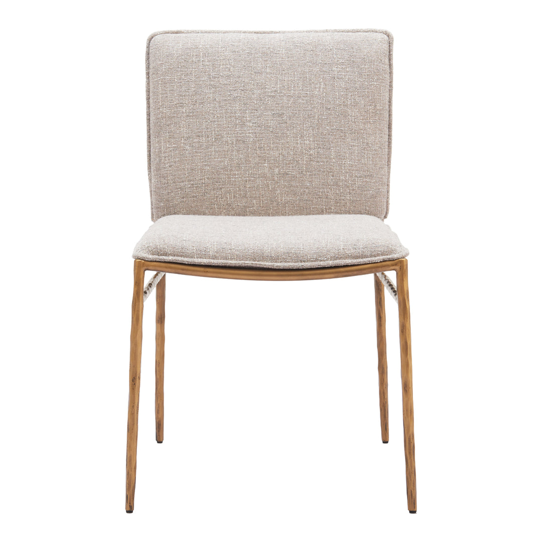 Nordvest Dining Chair Beige Gold fine Fabric Steel Frame Modern Design Image 3