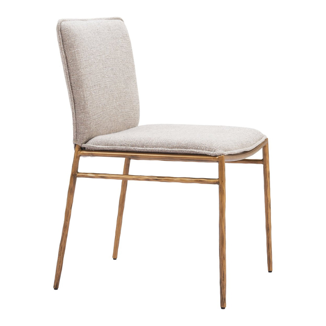 Nordvest Dining Chair Beige Gold fine Fabric Steel Frame Modern Design Image 6