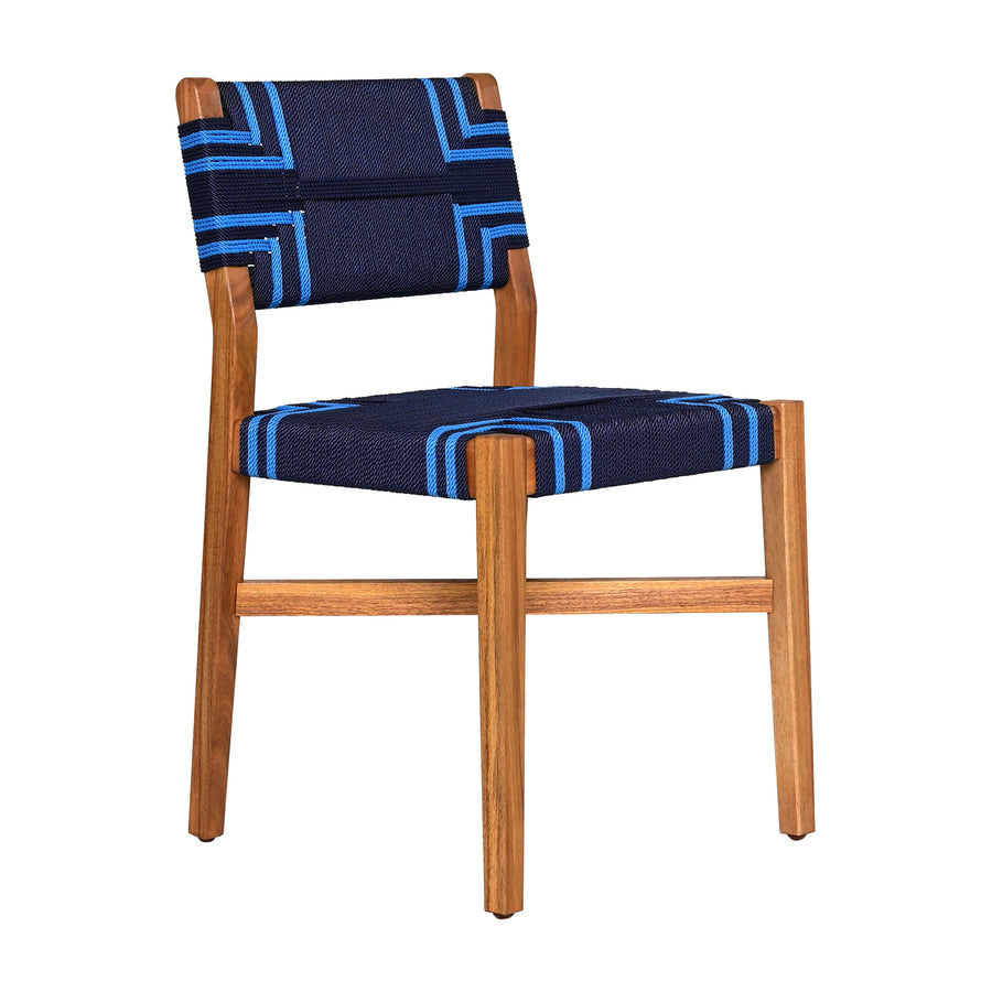 Serene Dining Chair Blue Acacia Wood Weather Resistant Outdoor Seating Image 1