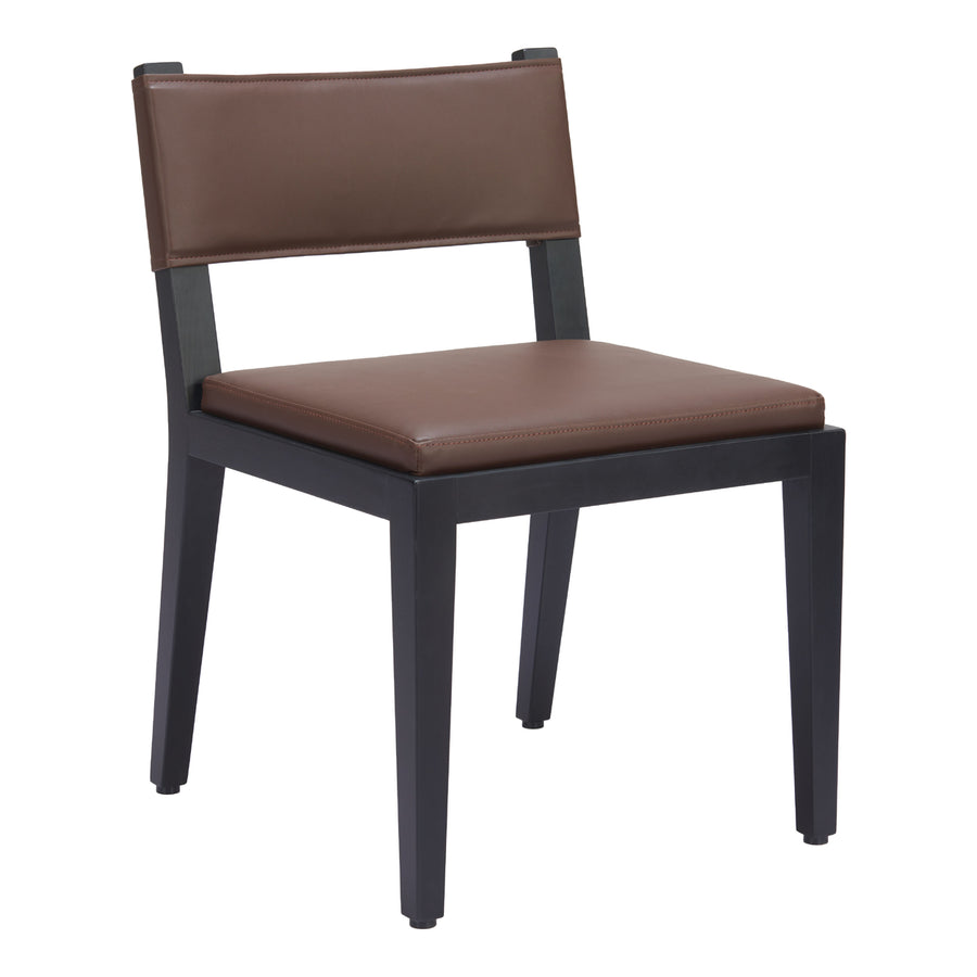 Roxas Dining Chairs Set of 2 Brown Solid Wood Frame Performance Fabric Seat Image 1