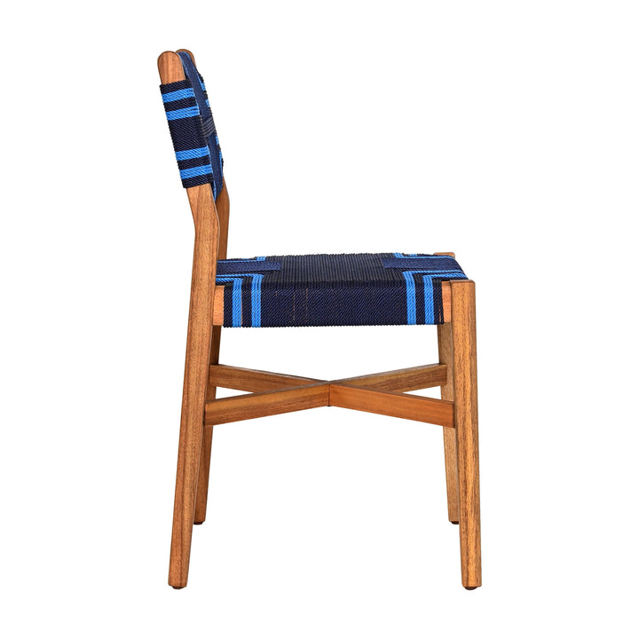 Serene Dining Chair Blue Acacia Wood Weather Resistant Outdoor Seating Image 2