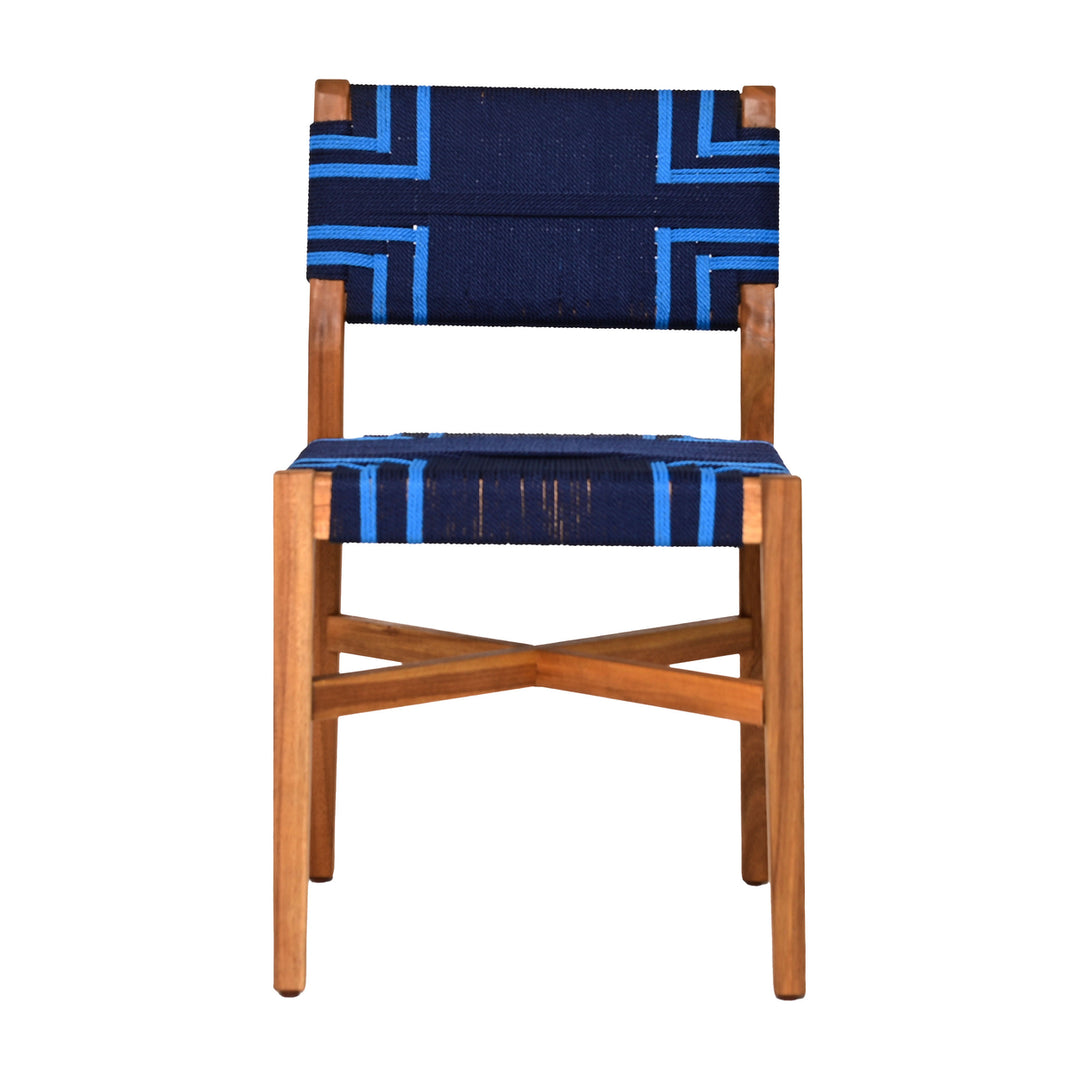 Serene Dining Chair Blue Acacia Wood Weather Resistant Outdoor Seating Image 3