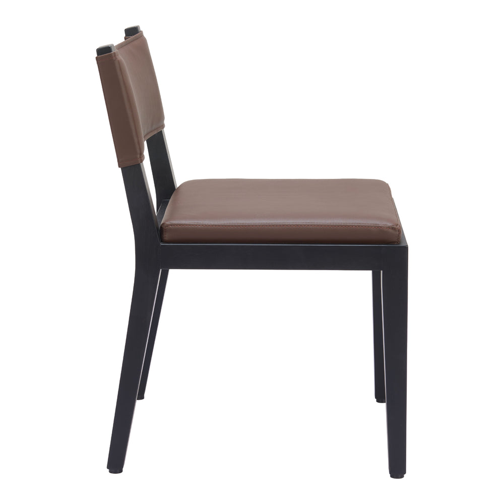 Roxas Dining Chairs Set of 2 Brown Solid Wood Frame Performance Fabric Seat Image 2