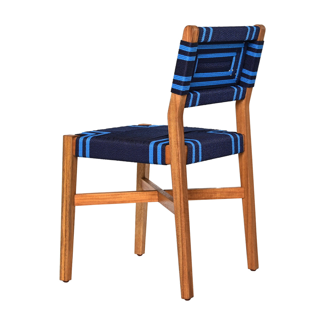 Serene Dining Chair Blue Acacia Wood Weather Resistant Outdoor Seating Image 5