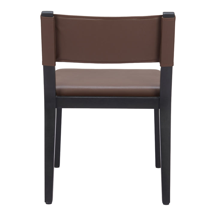 Roxas Dining Chairs Set of 2 Brown Solid Wood Frame Performance Fabric Seat Image 4