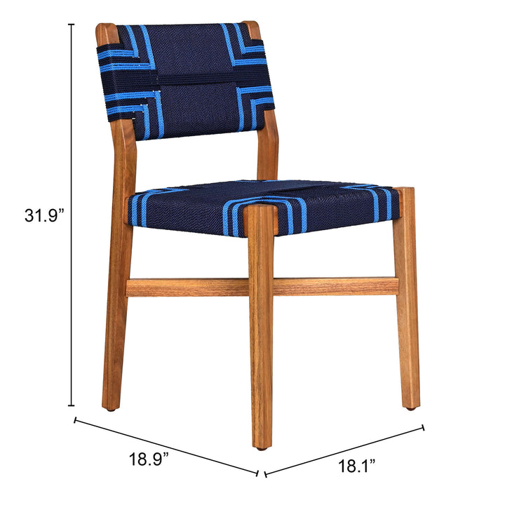 Serene Dining Chair Blue Acacia Wood Weather Resistant Outdoor Seating Image 8