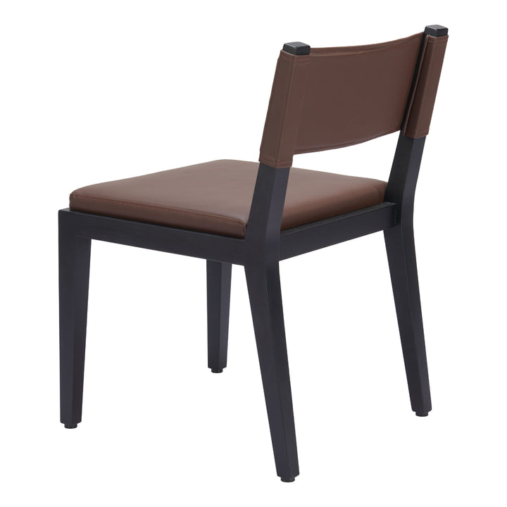 Roxas Dining Chairs Set of 2 Brown Solid Wood Frame Performance Fabric Seat Image 5