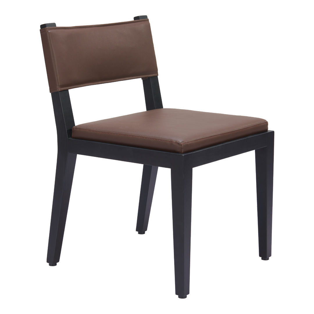 Roxas Dining Chairs Set of 2 Brown Solid Wood Frame Performance Fabric Seat Image 6