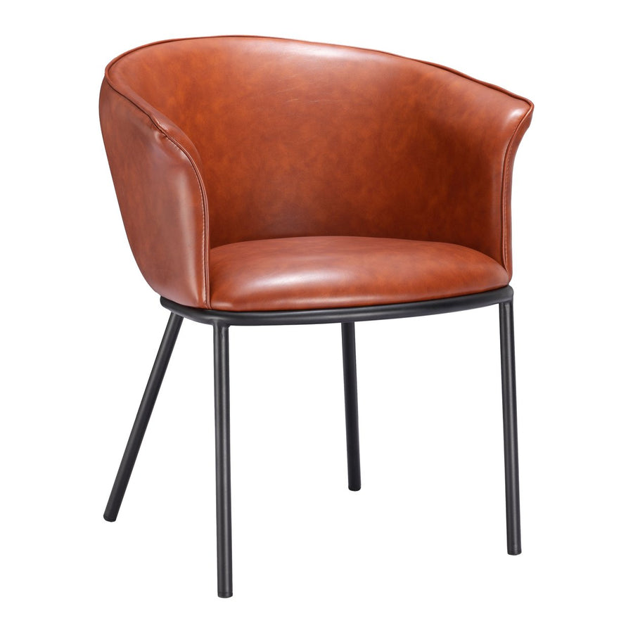 Garston Dining Chair Brown Steel Frame Vinyl Upholstery Modern Design Durable Image 1