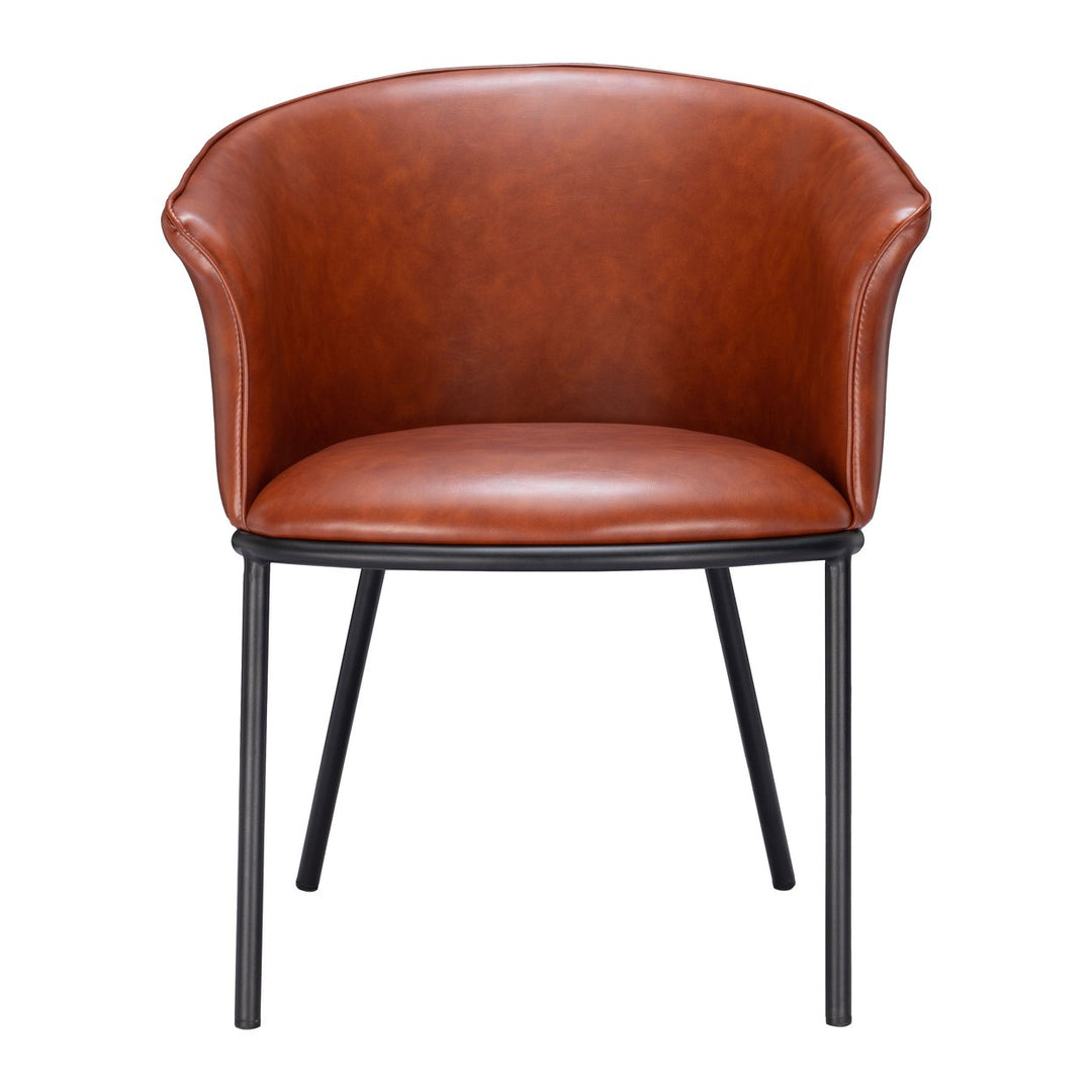 Garston Dining Chair Brown Steel Frame Vinyl Upholstery Modern Design Durable Image 3