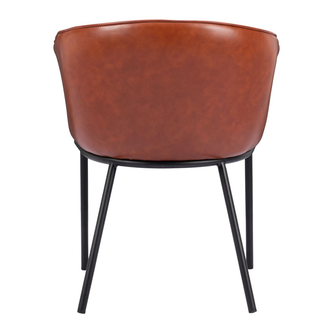 Garston Dining Chair Brown Steel Frame Vinyl Upholstery Modern Design Durable Image 4