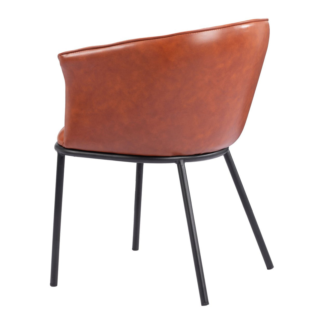 Garston Dining Chair Brown Steel Frame Vinyl Upholstery Modern Design Durable Image 5