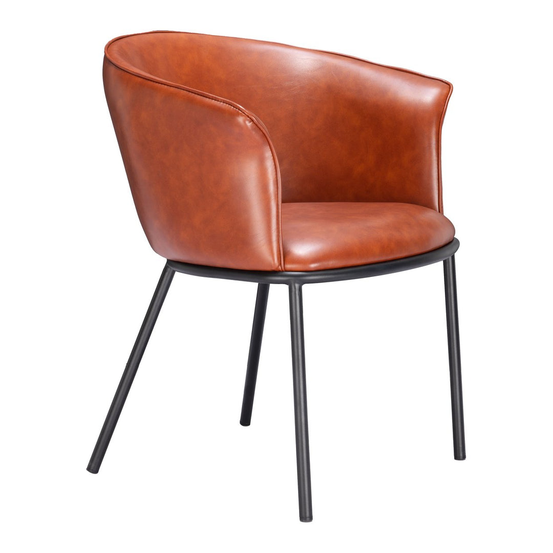 Garston Dining Chair Brown Steel Frame Vinyl Upholstery Modern Design Durable Image 6