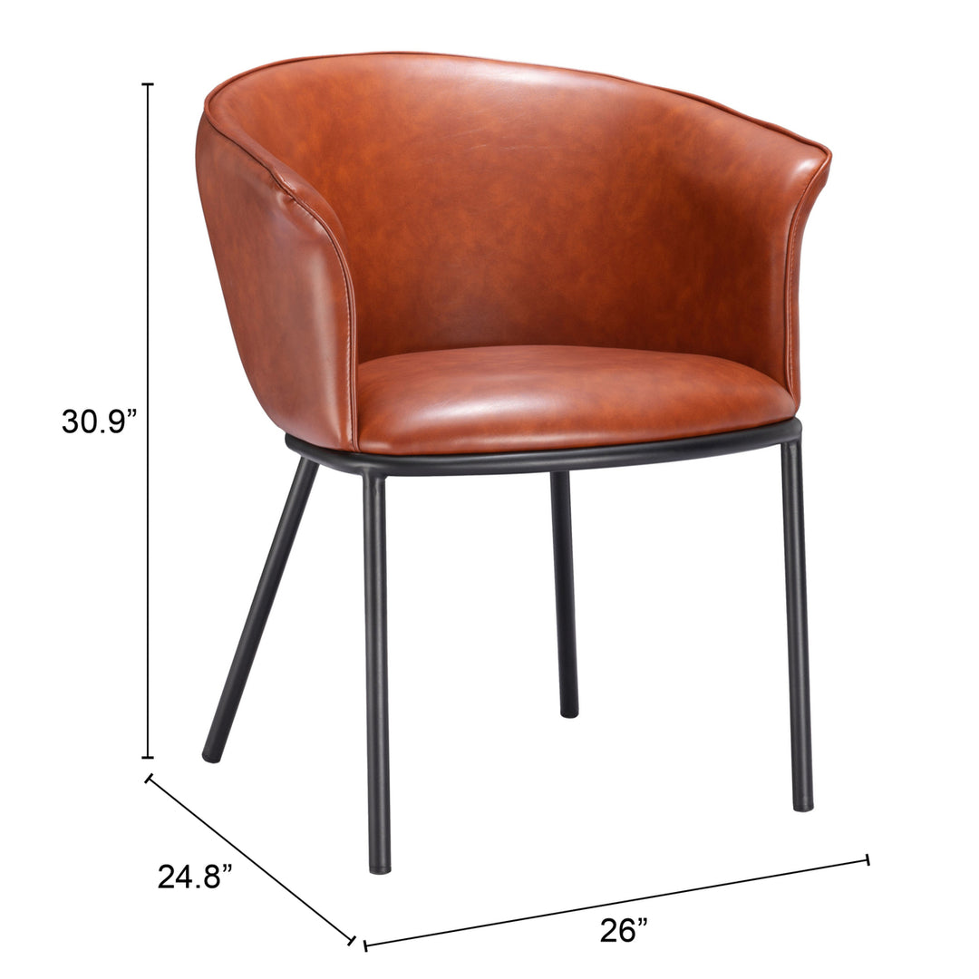 Garston Dining Chair Brown Steel Frame Vinyl Upholstery Modern Design Durable Image 8