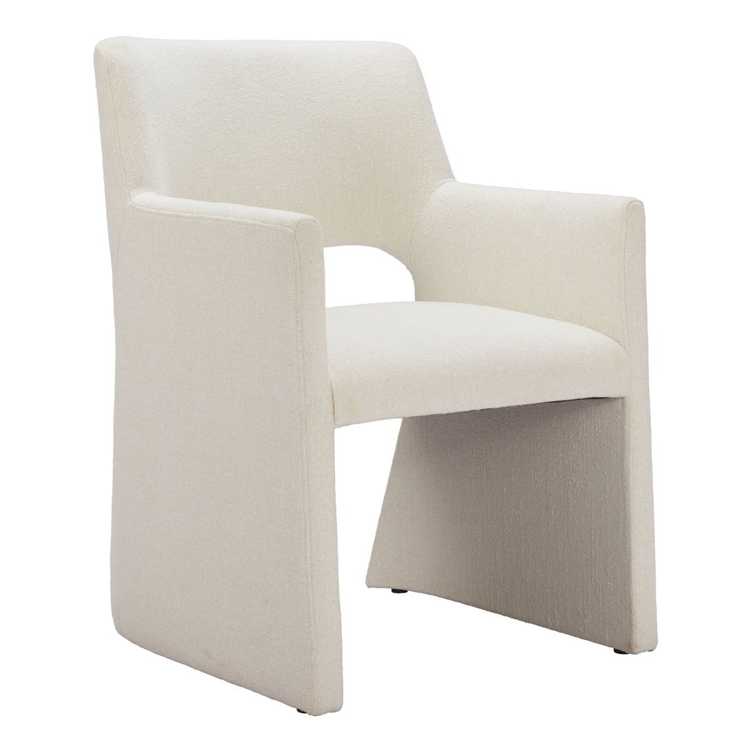 Minet Dining Chair Linen White Solid Wood Frame Modern Deco Hospitality Image 1