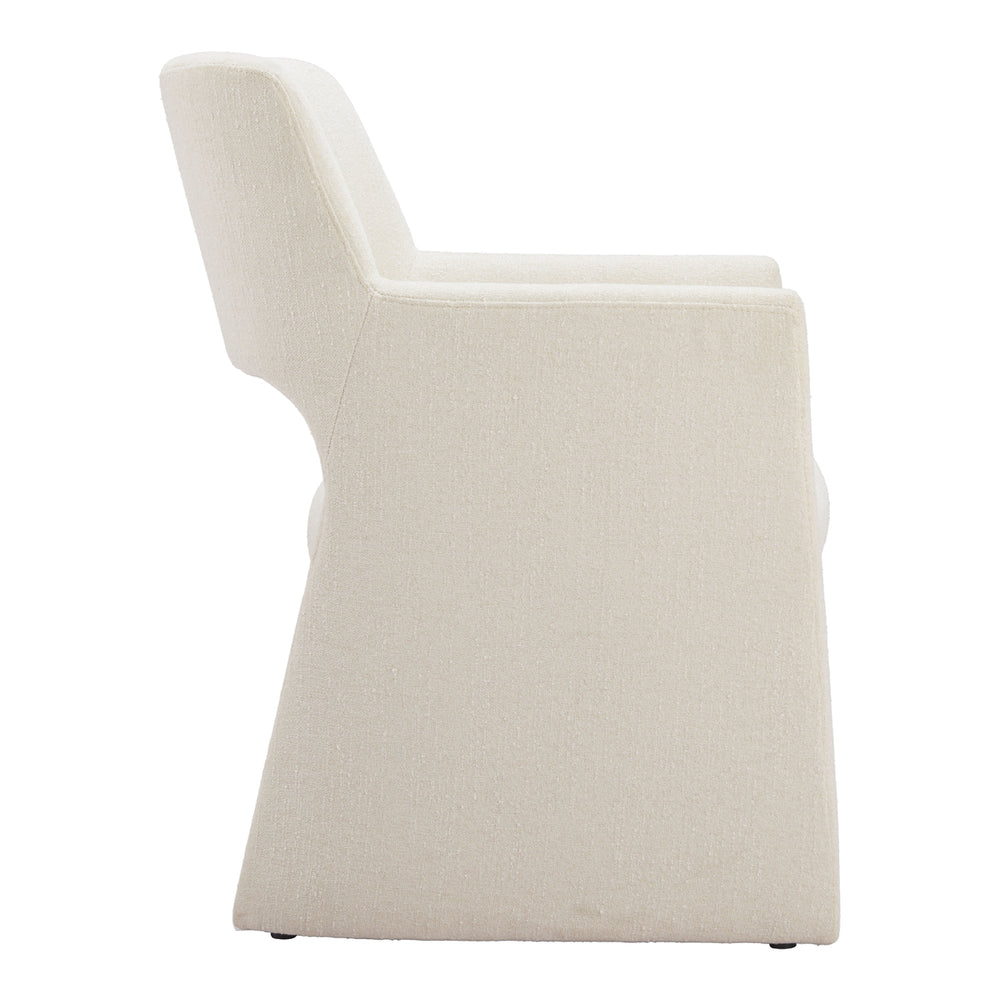 Minet Dining Chair Linen White Solid Wood Frame Modern Deco Hospitality Image 2