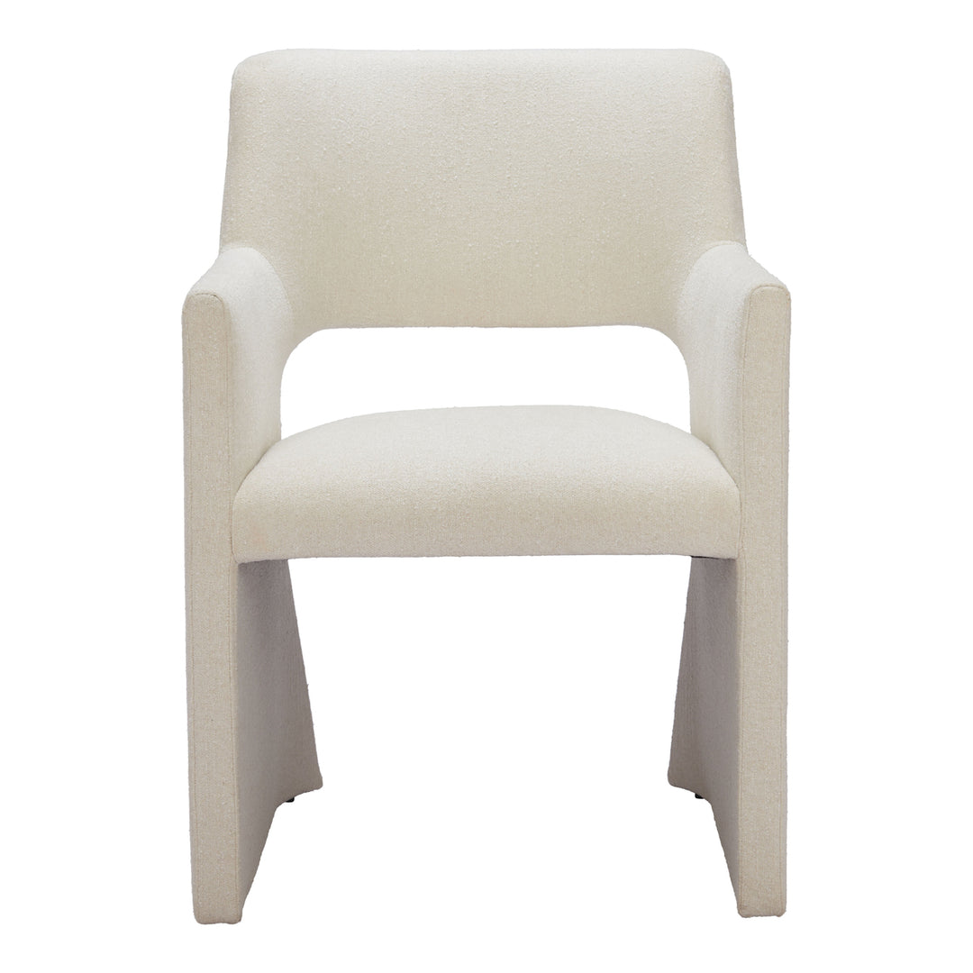 Minet Dining Chair Linen White Solid Wood Frame Modern Deco Hospitality Image 3