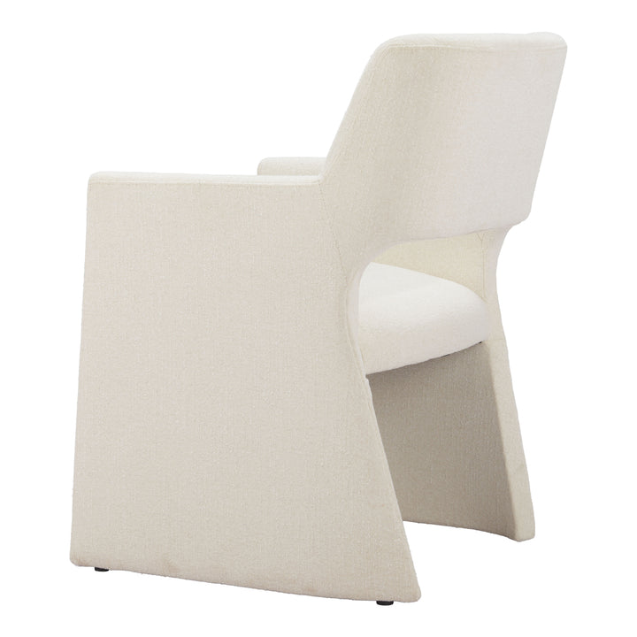 Minet Dining Chair Linen White Solid Wood Frame Modern Deco Hospitality Image 5