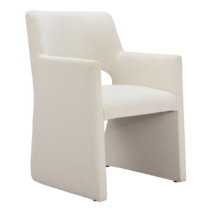 Minet Dining Chair Linen White Solid Wood Frame Modern Deco Hospitality Image 6