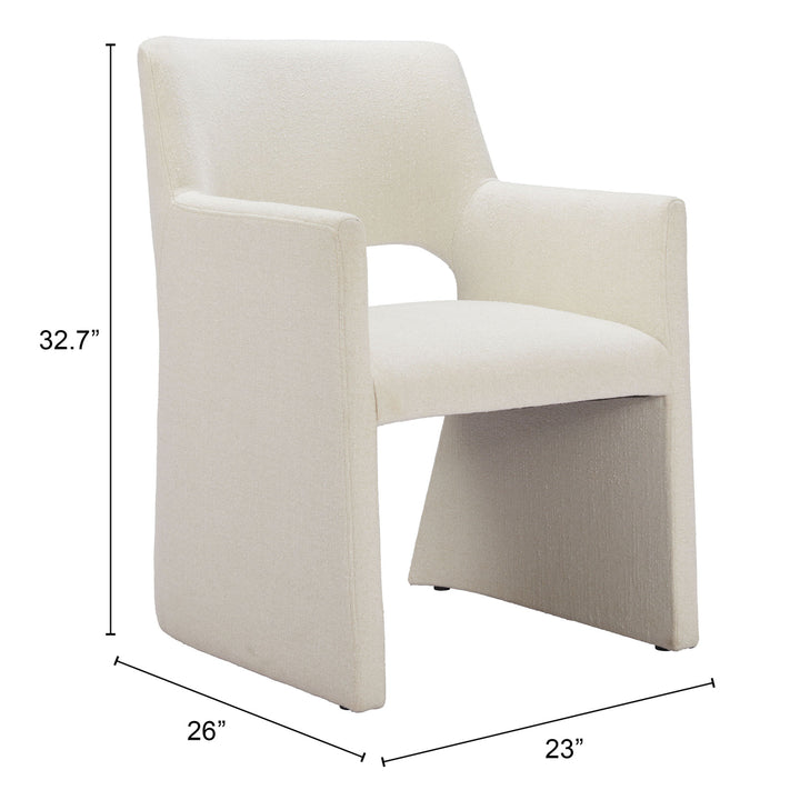 Minet Dining Chair Linen White Solid Wood Frame Modern Deco Hospitality Image 8