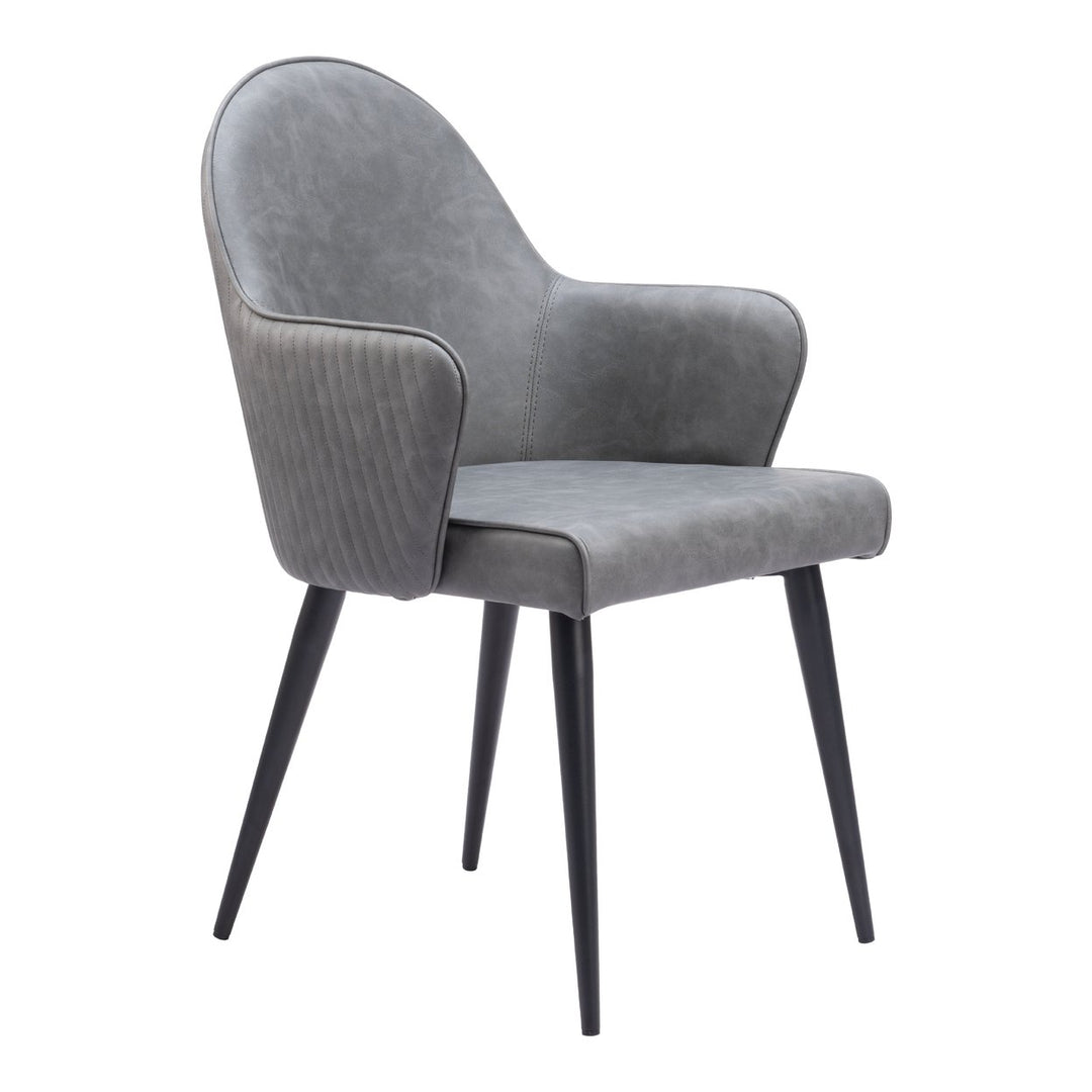 Silloth Dining Chair Gray Steel Frame Vinyl Hospitality Residential Modern Design Image 1