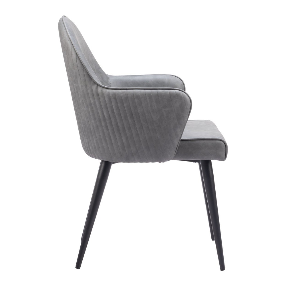 Silloth Dining Chair Gray Steel Frame Vinyl Hospitality Residential Modern Design Image 2