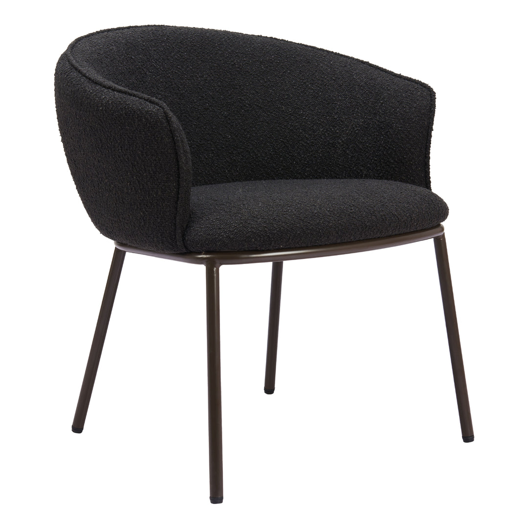 Essen Dining Chair Black Steel Frame Teddy Fabric Comfortable Modern Design Image 1