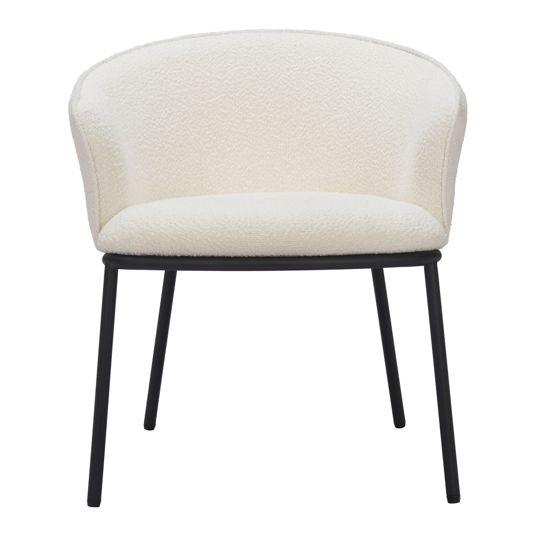 Essen Dining Chair Ivory Teddy Fabric Modern Design with Black Steel Frame Image 3