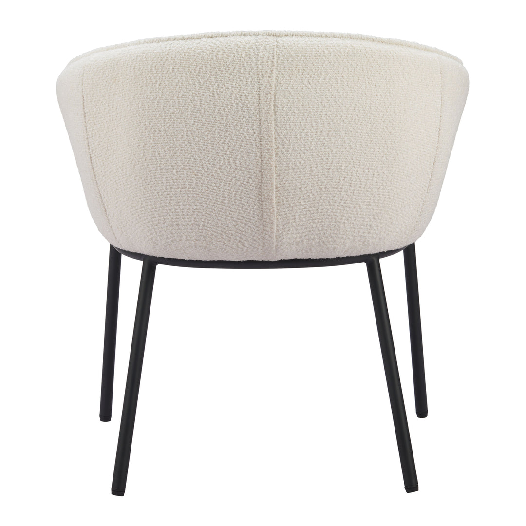 Essen Dining Chair Ivory Teddy Fabric Modern Design with Black Steel Frame Image 4