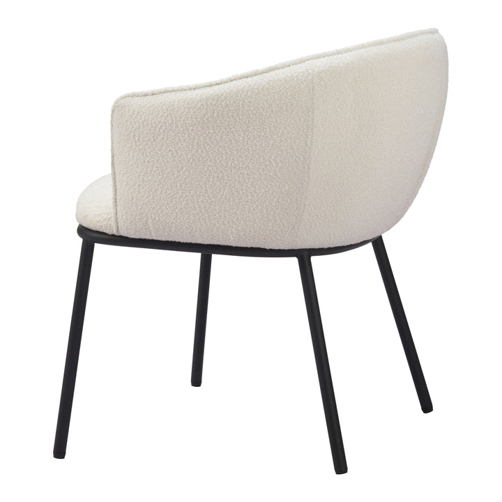 Essen Dining Chair Ivory Teddy Fabric Modern Design with Black Steel Frame Image 5