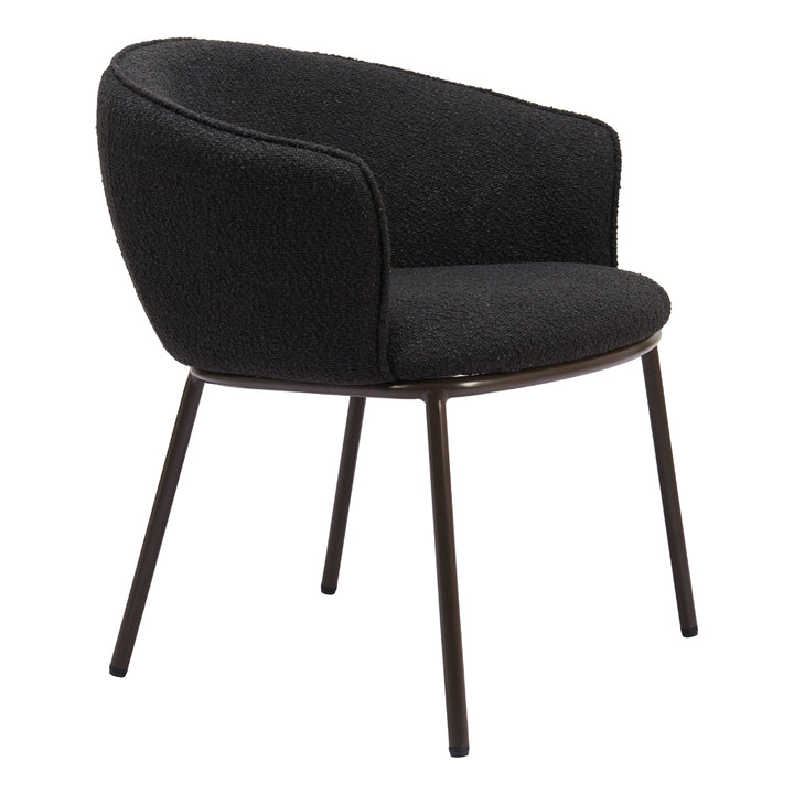 Essen Dining Chair Black Steel Frame Teddy Fabric Comfortable Modern Design Image 6