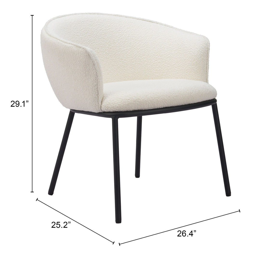 Essen Dining Chair Ivory Teddy Fabric Modern Design with Black Steel Frame Image 8