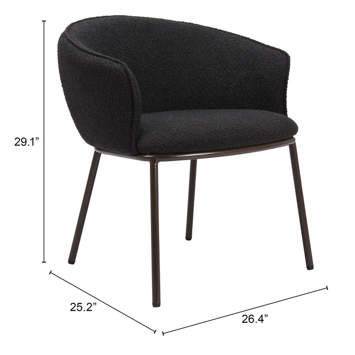 Essen Dining Chair Black Steel Frame Teddy Fabric Comfortable Modern Design Image 8