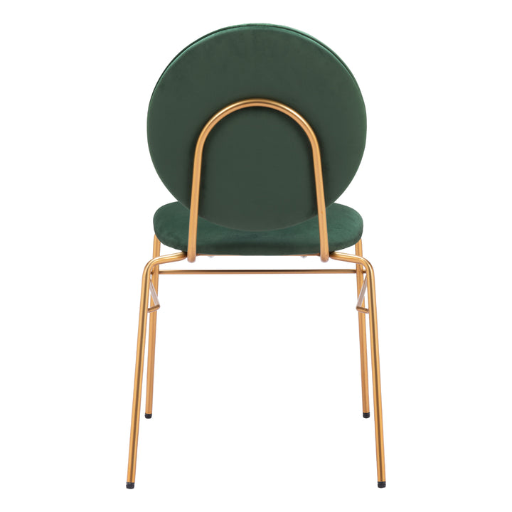 Odessa Dining Chair Set of 2 Green Velvet Gold Steel Modern Stackable Design Image 4