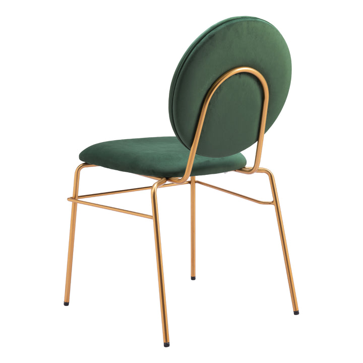 Odessa Dining Chair Set of 2 Green Velvet Gold Steel Modern Stackable Design Image 5