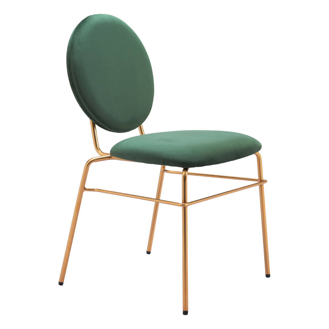 Odessa Dining Chair Set of 2 Green Velvet Gold Steel Modern Stackable Design Image 6