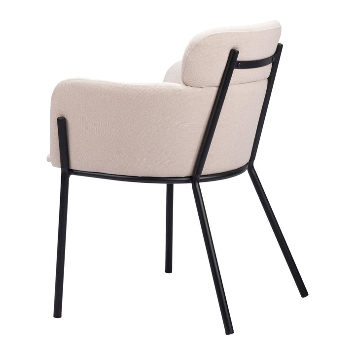 Bremor Dining Chair Set of 2 Beige Durable Steel Frame Vinyl Upholstery Image 5