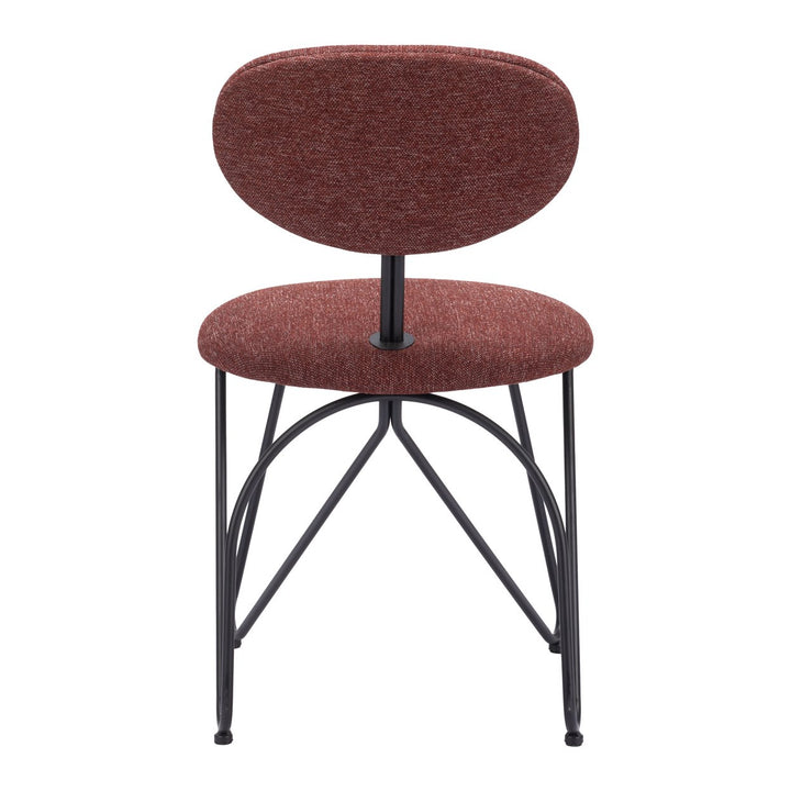 Novi Dining Chair Set of 2 Maroon Brown Teddy Fabric Steel Frame Modern Design Image 4