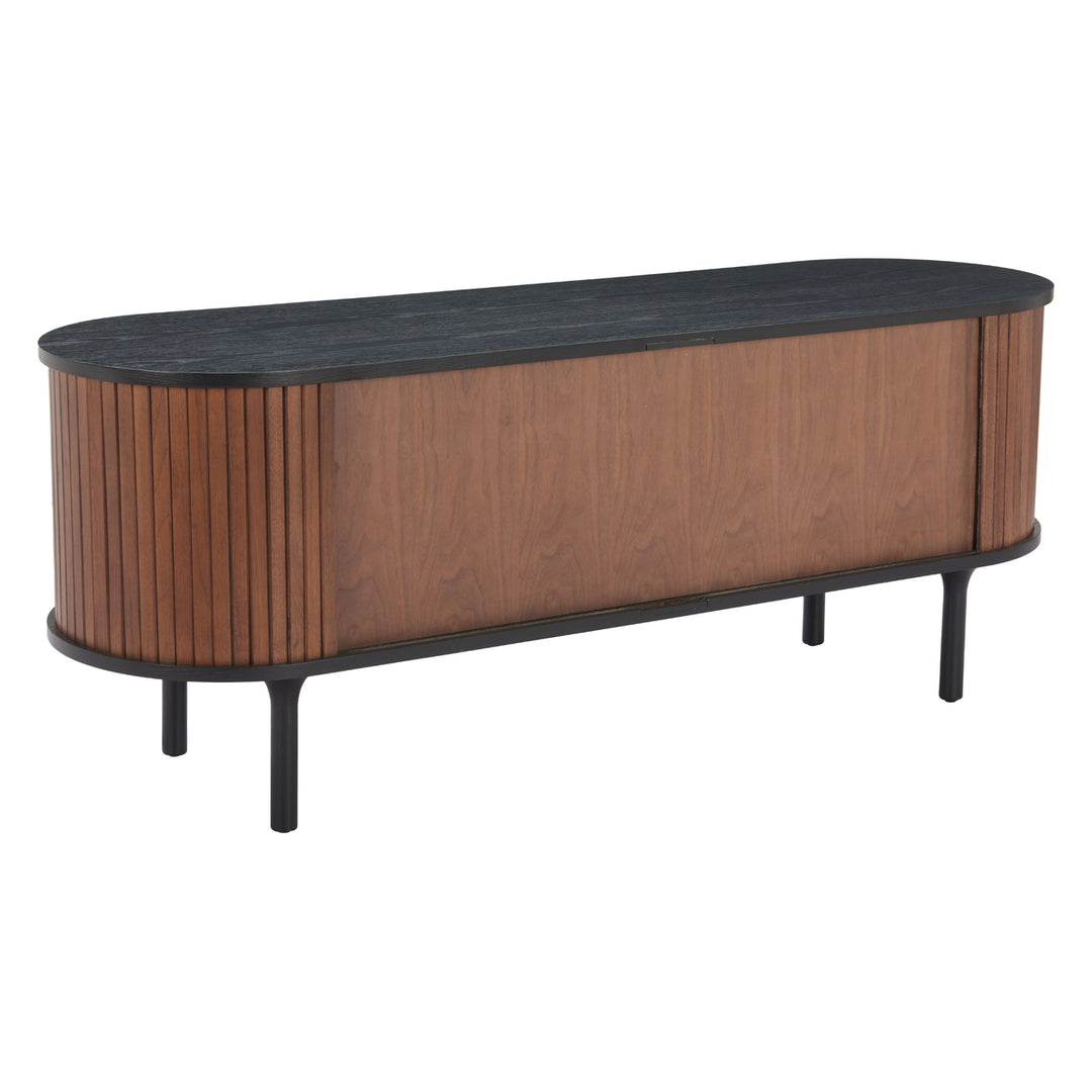 Koriana Entertainment Stand Black Walnut MDF Wood Storage Modern Design Image 5