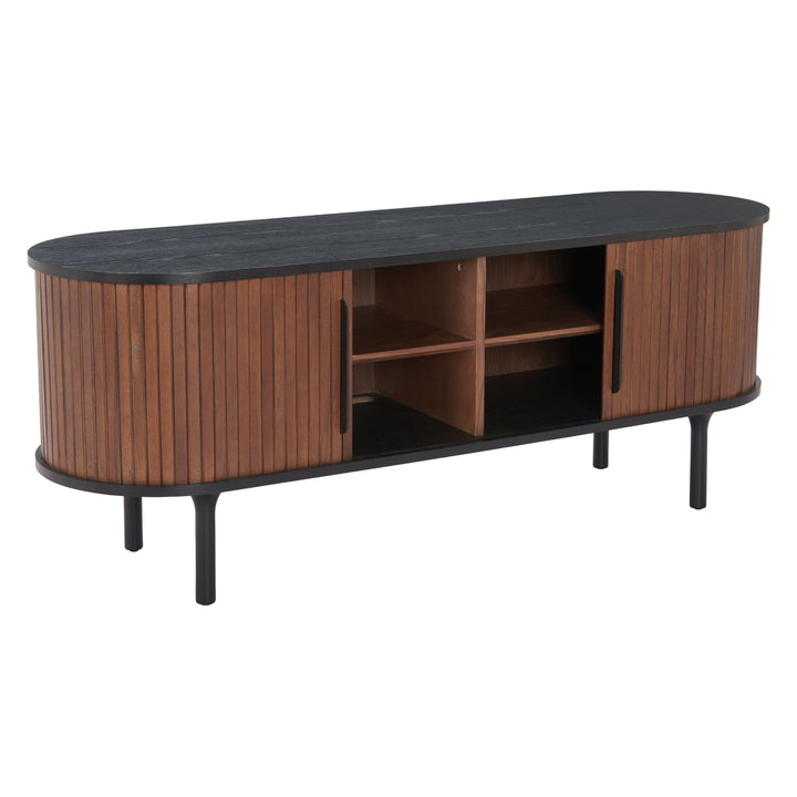 Koriana Entertainment Stand Black Walnut MDF Wood Storage Modern Design Image 6