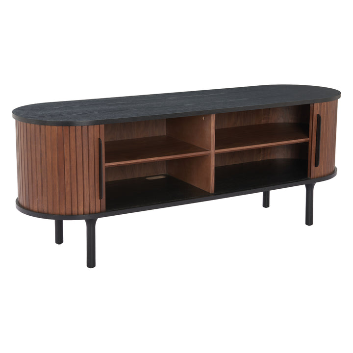 Koriana Entertainment Stand Black Walnut MDF Wood Storage Modern Design Image 7