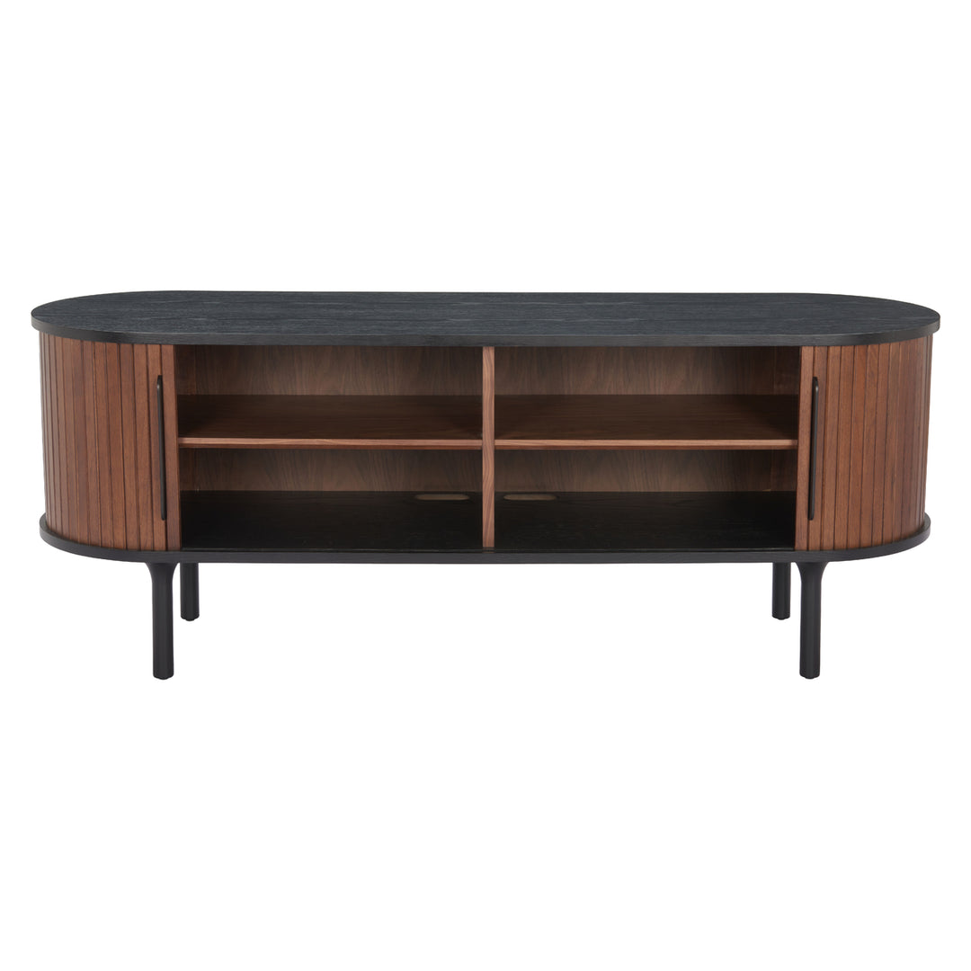 Koriana Entertainment Stand Black Walnut MDF Wood Storage Modern Design Image 8